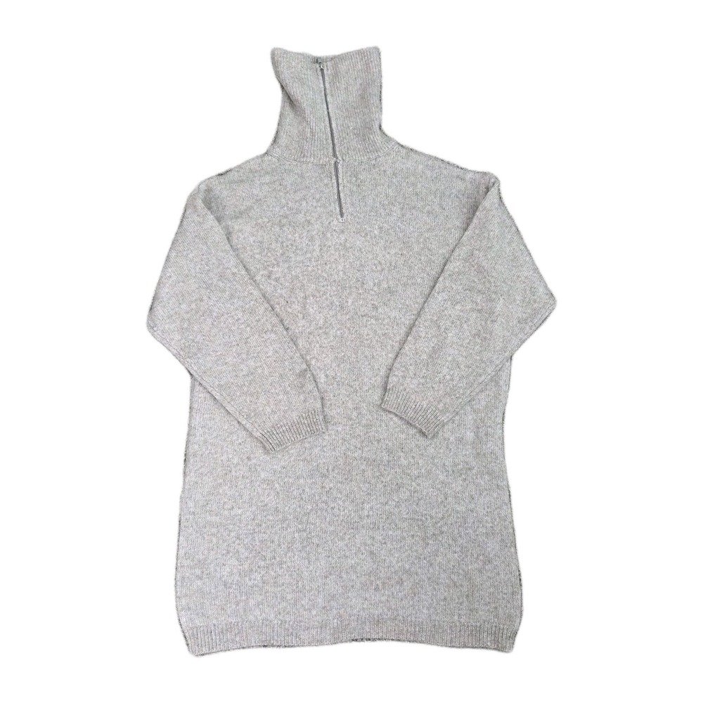 Asos Design Knitted‎ Jumper Mini Dress 1/4 Zip Oatmeal Womens Size Small - Picture 4 of 11